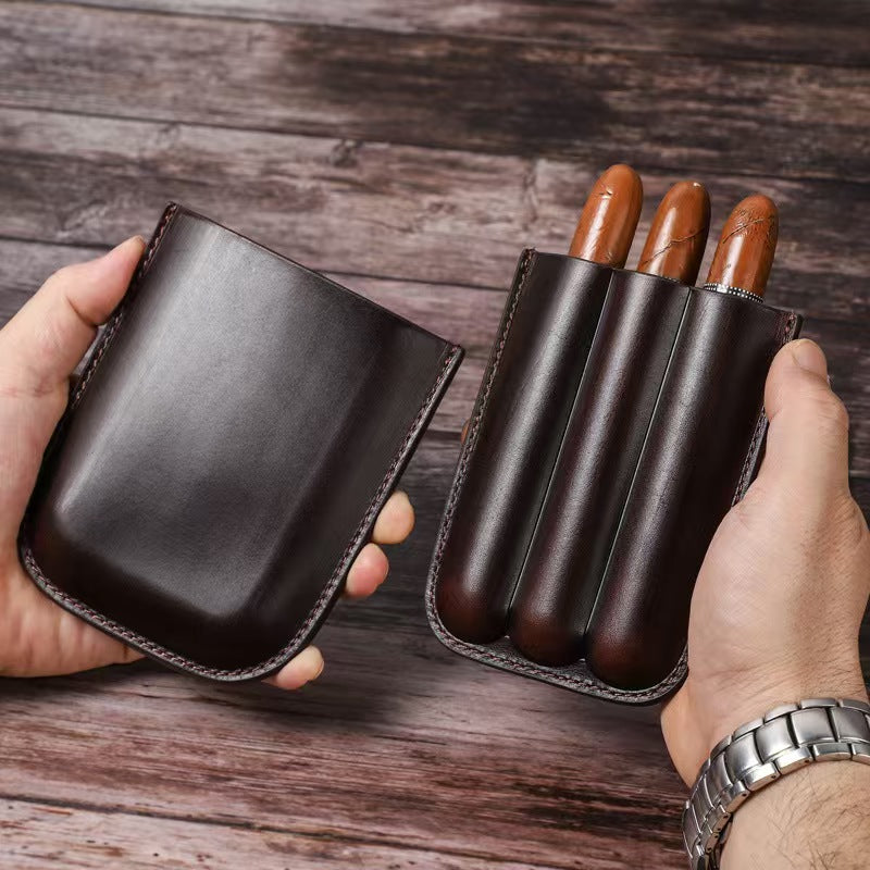 Portable 3-Slot Cigar Travel Case