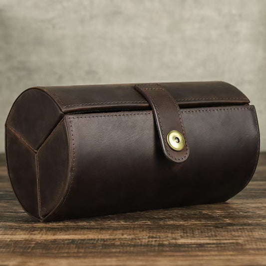 Oval Shape Leather Glasses Case