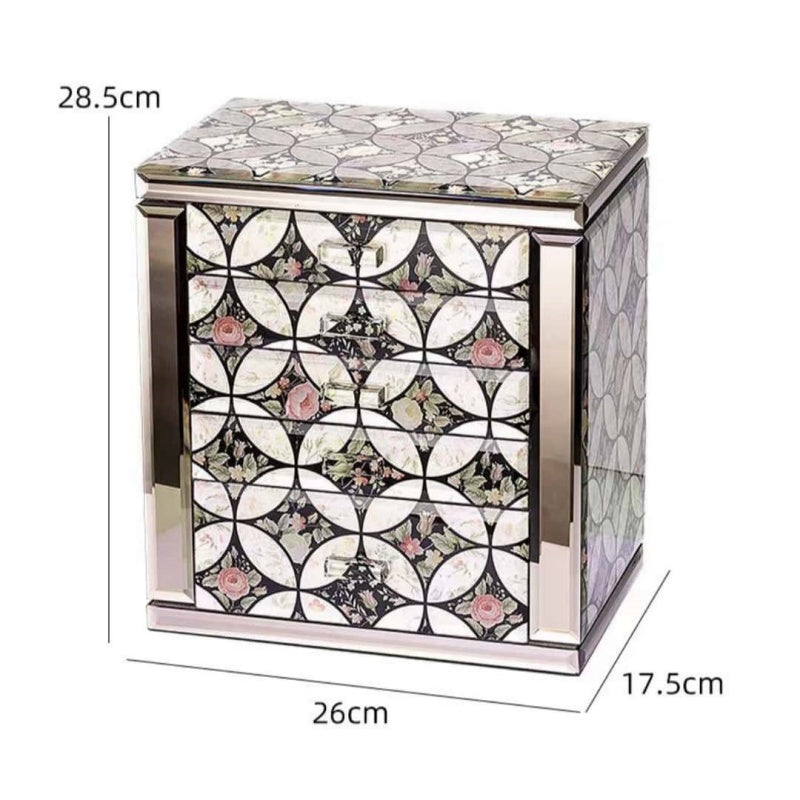 VCD-E Elyssia series Aureate 5-layer luxury jewelry box dimensions: 10.3 x 6.9 x 11.3 inches.