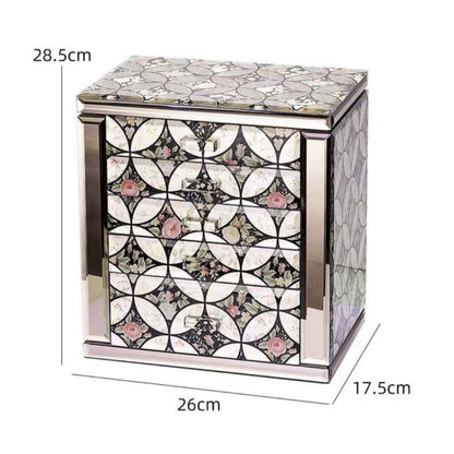 VCD-E Elyssia series Aureate 5-layer luxury jewelry box dimensions: 10.3 x 6.9 x 11.3 inches.