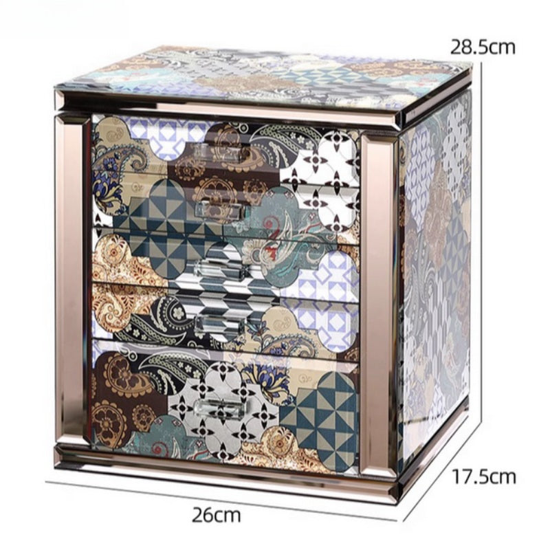 VCD-E Elyssia series Floralia 5-layer luxury jewelry box dimensions: 10.3 x 6.9 x 11.3 inches.