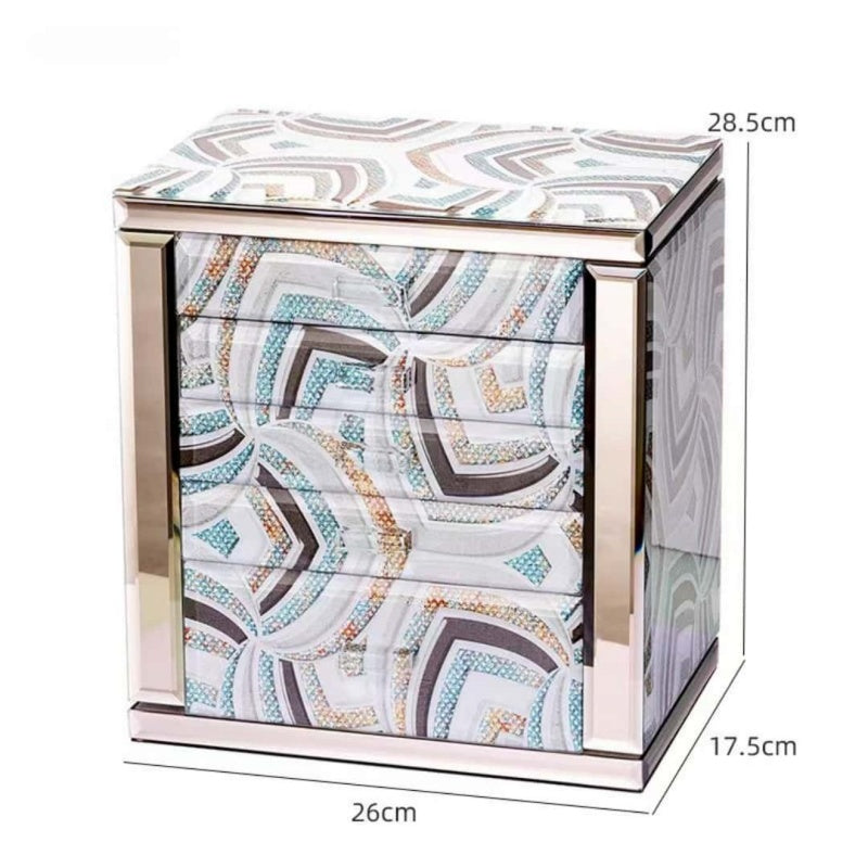 VCD-E Elyssia series Fortuitous 5-layer luxury jewelry box dimensions: 10.3 x 6.9 x 11.3 inches.