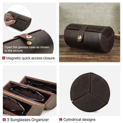 Oval Shape Leather Glasses Case