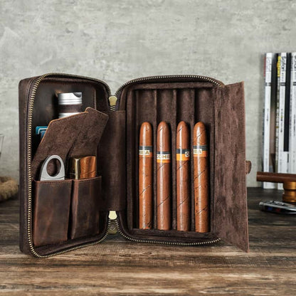 Portable 4-Slot Cigar Travel Case