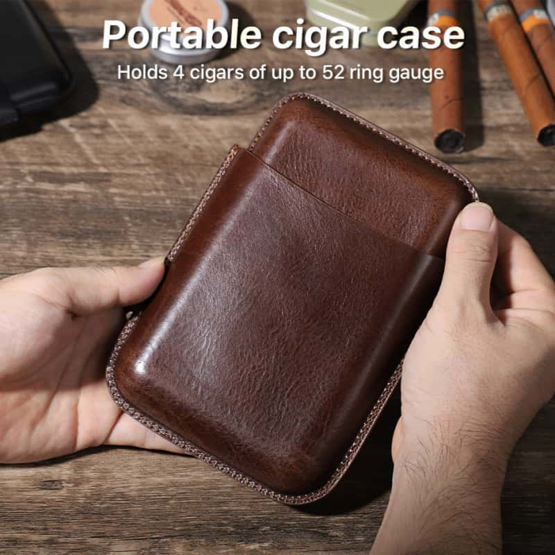 Portable 4-Slot Cigar Storage Case