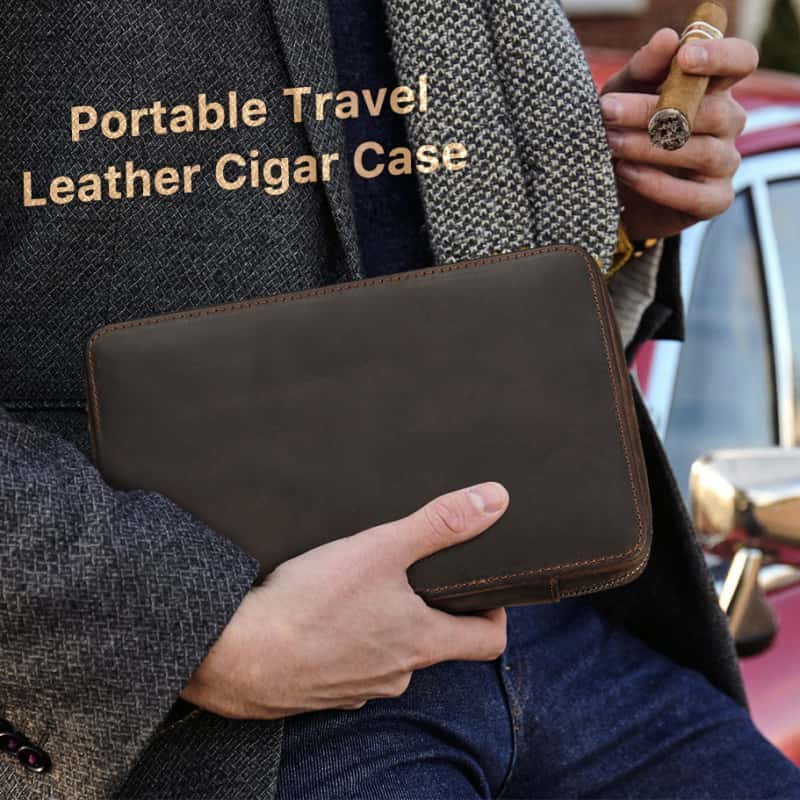 Dual Teeth Zipper 4-Slot Cigar Case