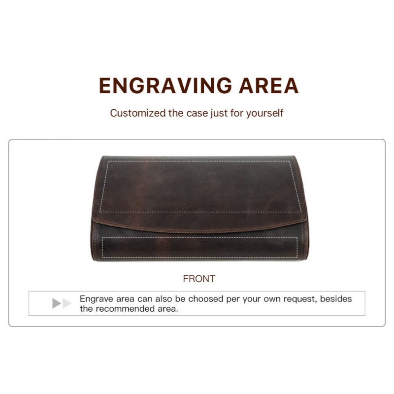 VCD-E premium handcrafted egg-shaped 8-slot cowhide leather watch case provide free laser engraving service.