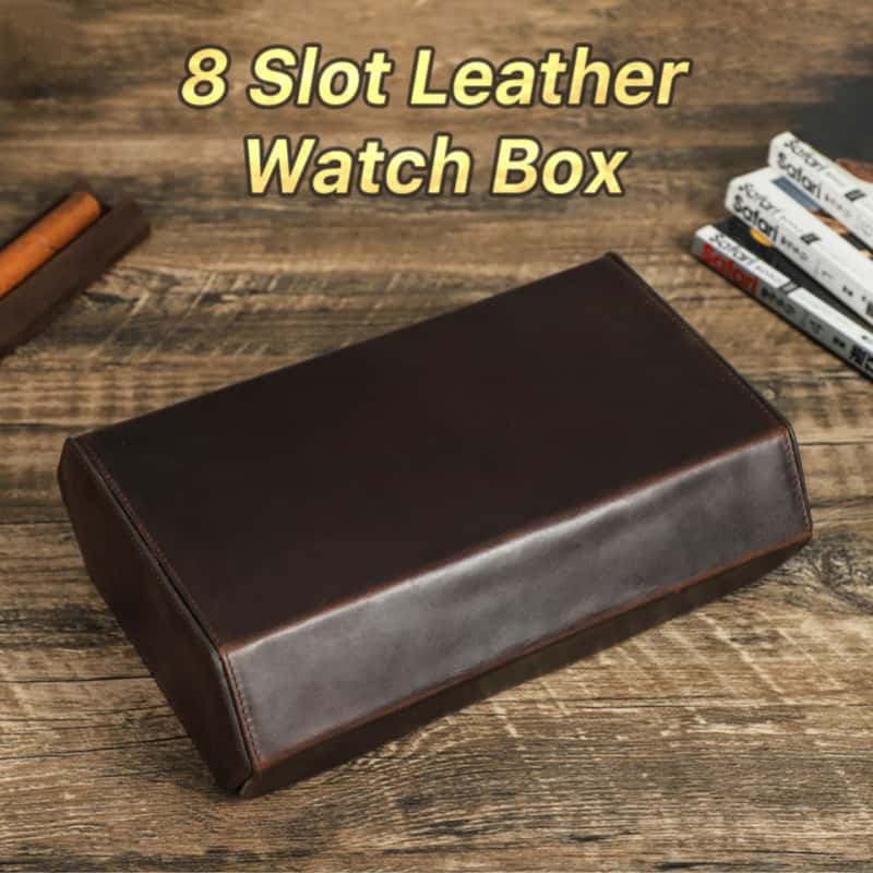 VCD-E premium handcrafted hexagonal cowhide leather 8-slot watch case, by made not only protect your watch, but also helps you create a stylish style.