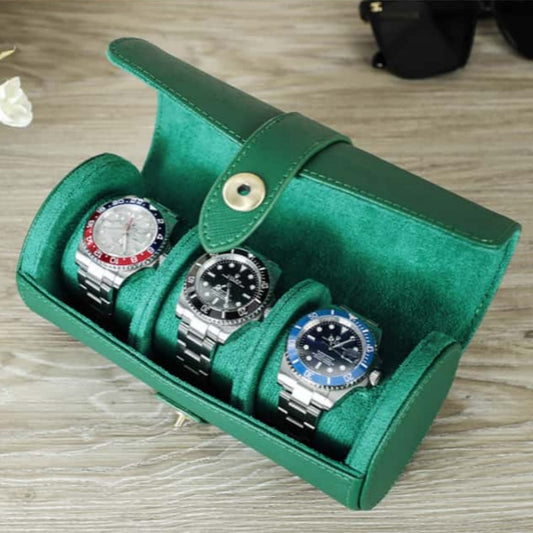 VCD-E premium handcrafted modern elegance oval shape 3-slot saffiano leather watch travel case interior scratch resistant fabric shields your watches from unwanted marks, ensuring the glass remains crystal-clear, no matter how many times you open and close the case.