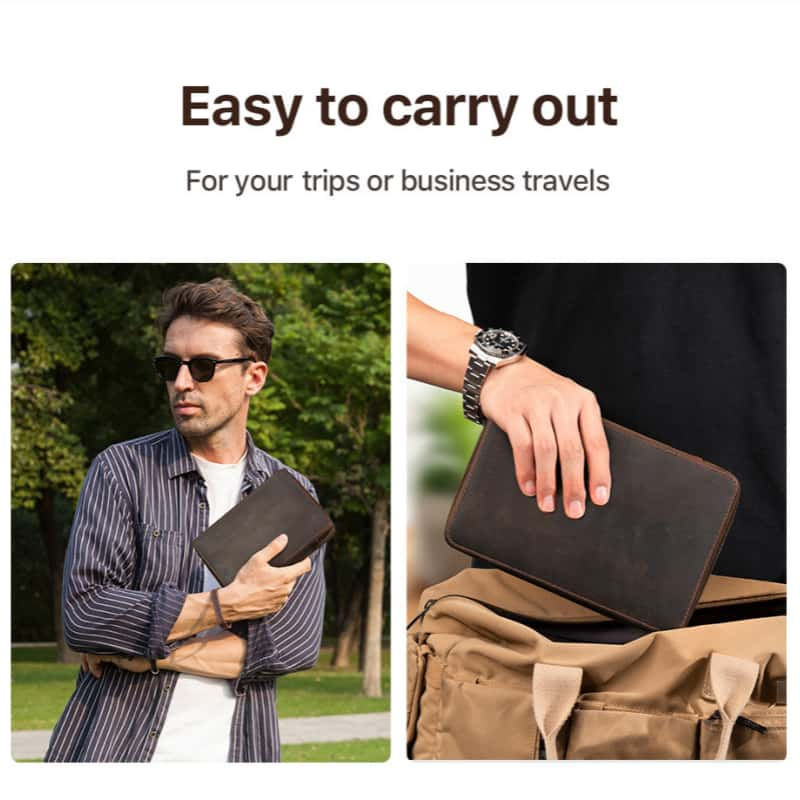 VCD-E premium handcrafted retro fashion cowhide leather teeth zipper apple watch band case is perfectly storage for small spaces, from your drawer to your bag or luggage. Whether you're at home or on the move, enjoy effortless organization without the clutter.