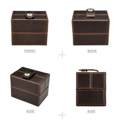 VCD-E premium handcrafted retro fashion magnetic snap buttons 1-slot cowhide leather watch travel case closed state display, it features exquisite craftsmanship and durability, it's the best watch case for the modern man who values both style and protection.