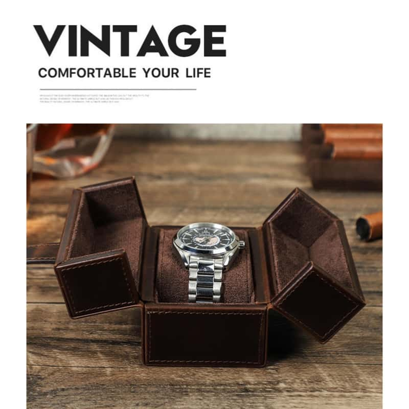 VCD-E premium handcrafted retro fashion magnetic snap buttons 1-slot cowhide leather watch travel case interior scratch resistant fabric adds an extra layer of protection to your watch glass, preventing any unwanted marks or scratches.