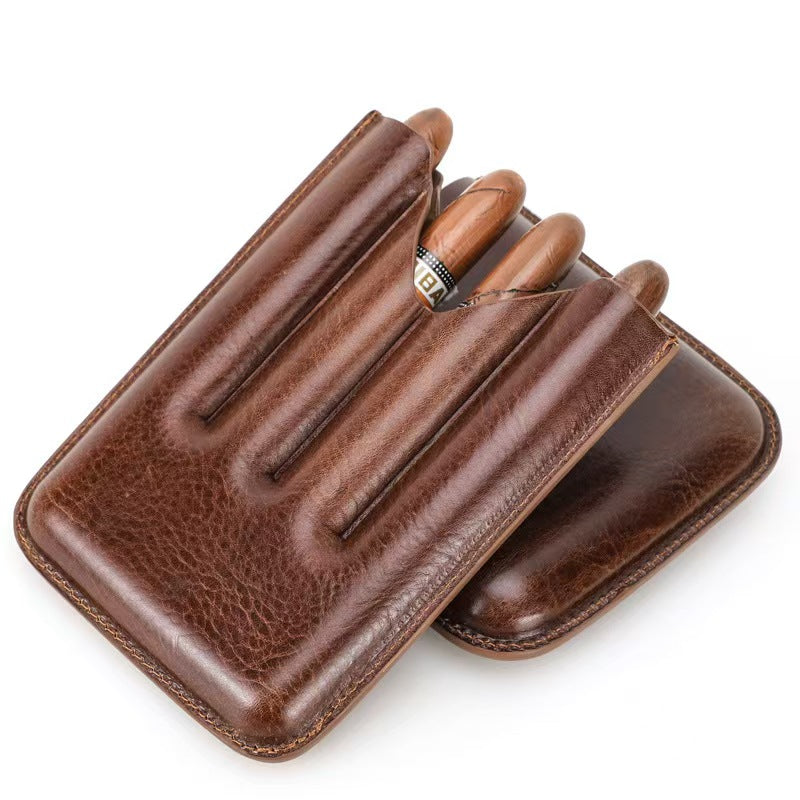 Portable 4-Slot Cigar Storage Case