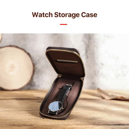 VCD-E premium handcrafted retro fashion hexagonal 1-slot cowhide leather watch travel case interior features a secure strap fastening that holds your watch in place, preventing it from moving around during travel.