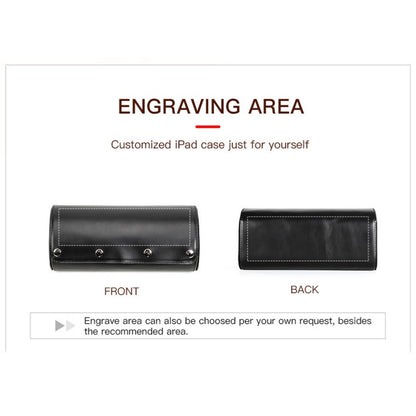 VCD-E premium handcrafted retro fashion snap buttons 3-slot cowhide leather watch travel case laser engraving area can be customized according to your needs.