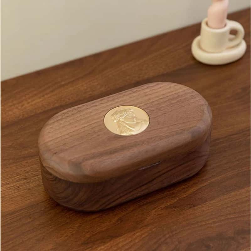 Walnut Wood 2-Layer Travel Jewelry Case