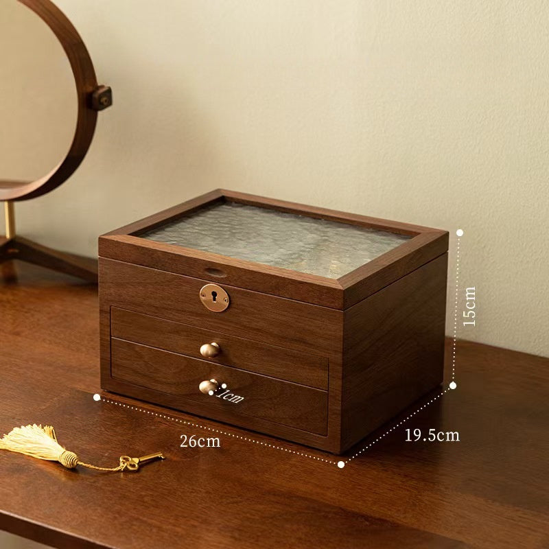 Walnut Wood Grain 3-Layer Jewelry Box