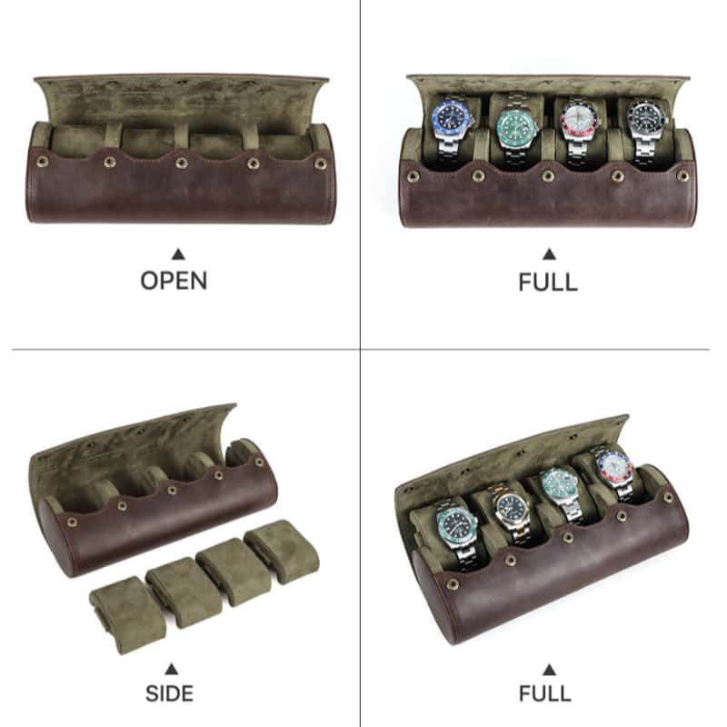 Hidden Snap Buttons 4-Slot Watch Case