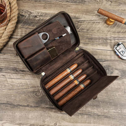 Portable 4-Slot Cigar Travel Case