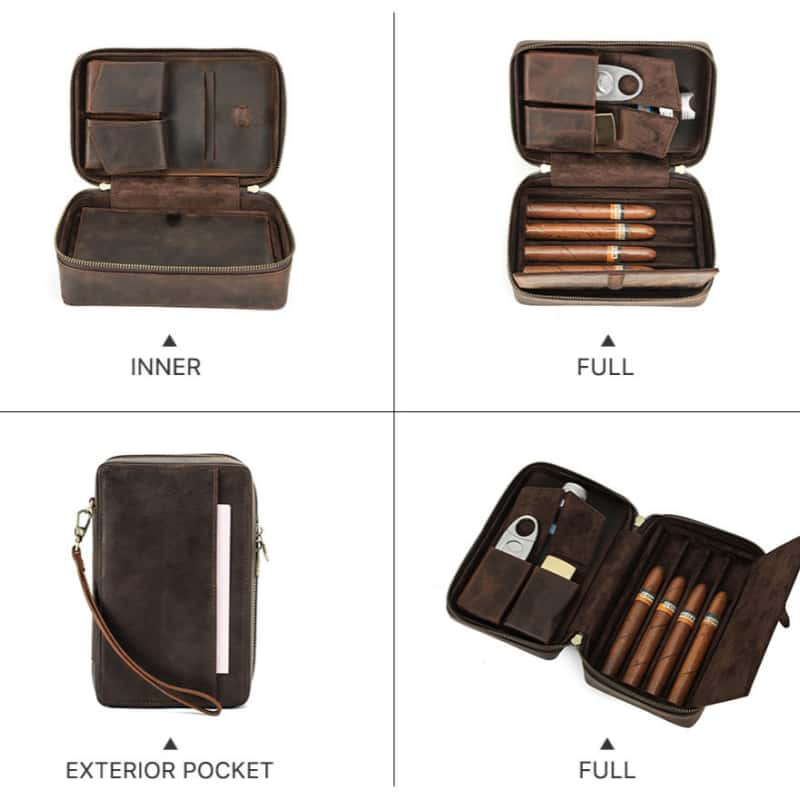 Portable 4-Slot Cigar Travel Case