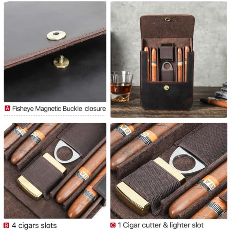 Portable 4-Slot Cigar Case