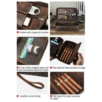 Portable 4-Slot Cigar Travel Case