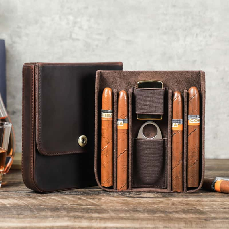 Portable 4-Slot Cigar Case