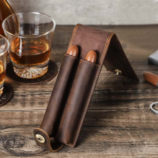 Portable 2-Slot Cigar Case